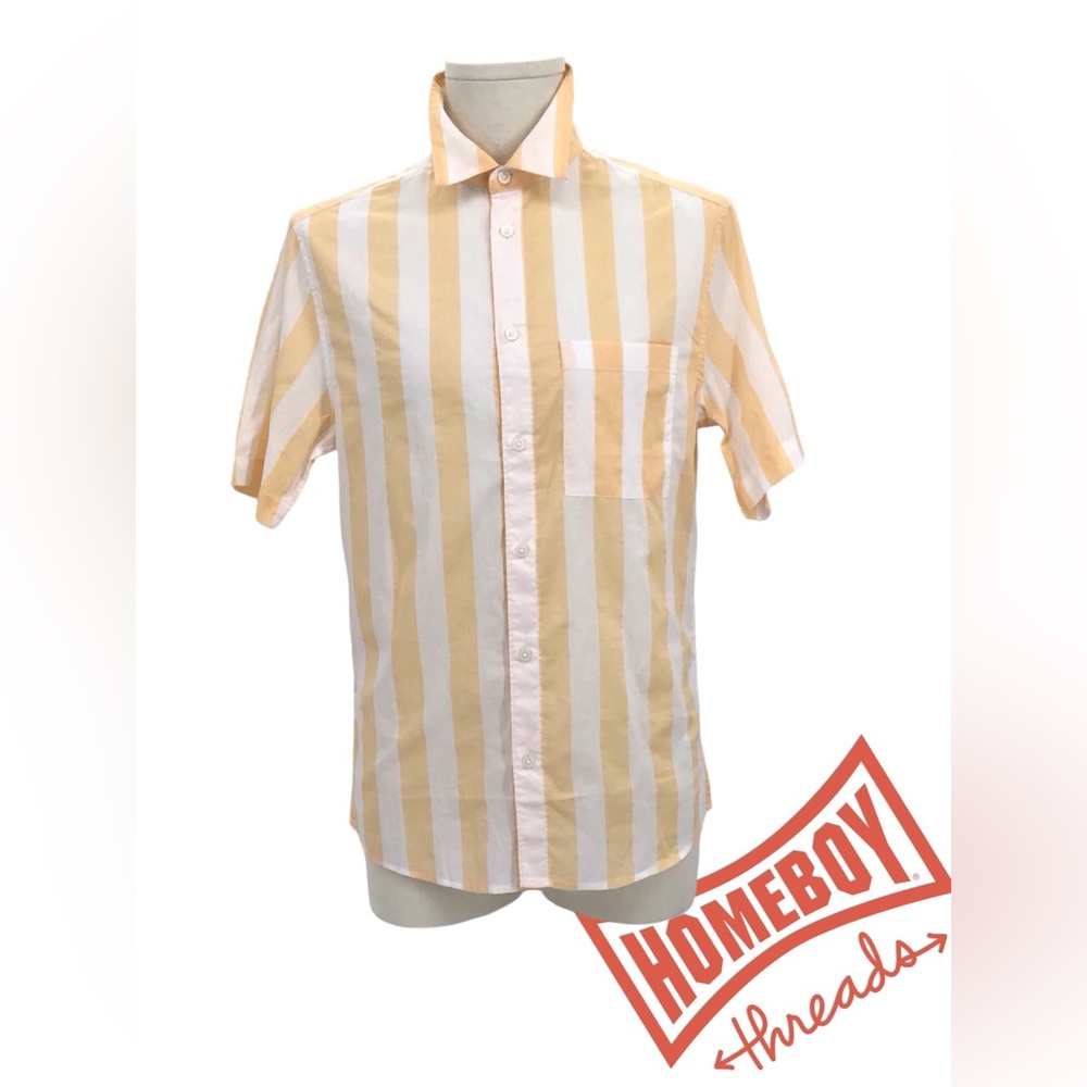 H&M Yellow and White Casual Button Down Shirt size S